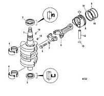 Коленчатый вал, поршни и шатуны 4-Х ТАКТНОГО ПЛМ MERCURY F15 Серийный номер от 0P401000 и выше