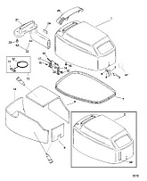 Верх капота 2-х тактного ПЛМ MERCURY 40 M Серийный номер от 0P325500 и выше