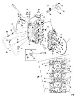 Блок цилиндров и картер 2-Х ТАКТНОГО ПЛМ MERCURY 50EO Серийный номер от 0P325500 и выше