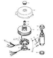 Маховик и стартер (50/60) 2-Х ТАКТНОГО ПЛМ MERCURY 55 Серийный номер от 9885345 до 9973099