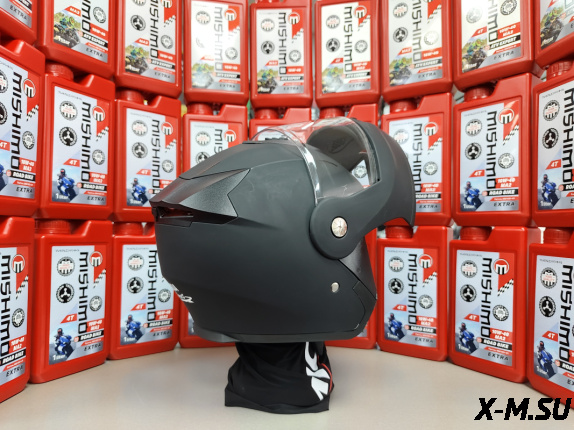 Шлем модуляр HETOSHI X-202 (светополоса,USB-кабель,встр.батарея) цв. Черный матовый р.M  