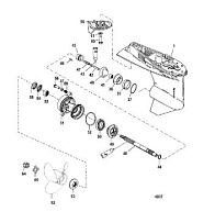 Корпус коробки передач, карданный вал - 1.64:1 передаточное число 2-Х ТАКТНОГО ПЛМ MERCURY 55 Серийный номер от 0P017000 до 0P325499
