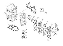 Впускной коллектор и резонатор 2-Х ТАКТНОГО ПЛМ MERCURY 50EO Серийный номер от 9683055 до 9885344