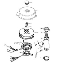 Маховик и стартер (50/60) 2-Х ТАКТНОГО ПЛМ MERCURY 60 Серийный номер от 0G290585 до 0G589999
