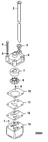Компоненты водяного насоса двигателя 2-х тактного ПЛМ MERCURY Jet 25 Серийный номер от 0N088578 и выше