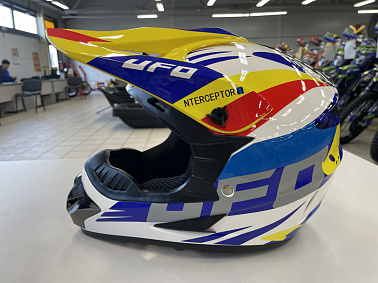 Шлем кроссовый HETOSHI UFD XD1-43 цв. Бело-сине-красно-желтый р. L 