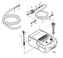 Топливный бак (пластик - 6,6 галлона) 2-х тактного ПЛМ MERCURY 25 М Серийный номер от 0N055505 и выше