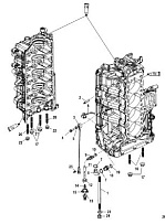 Компоненты блока цилиндров 4-Х ТАКТНОГО ПЛМ MERCURY 135 Серийный номер от 0P419487 до 0P464487